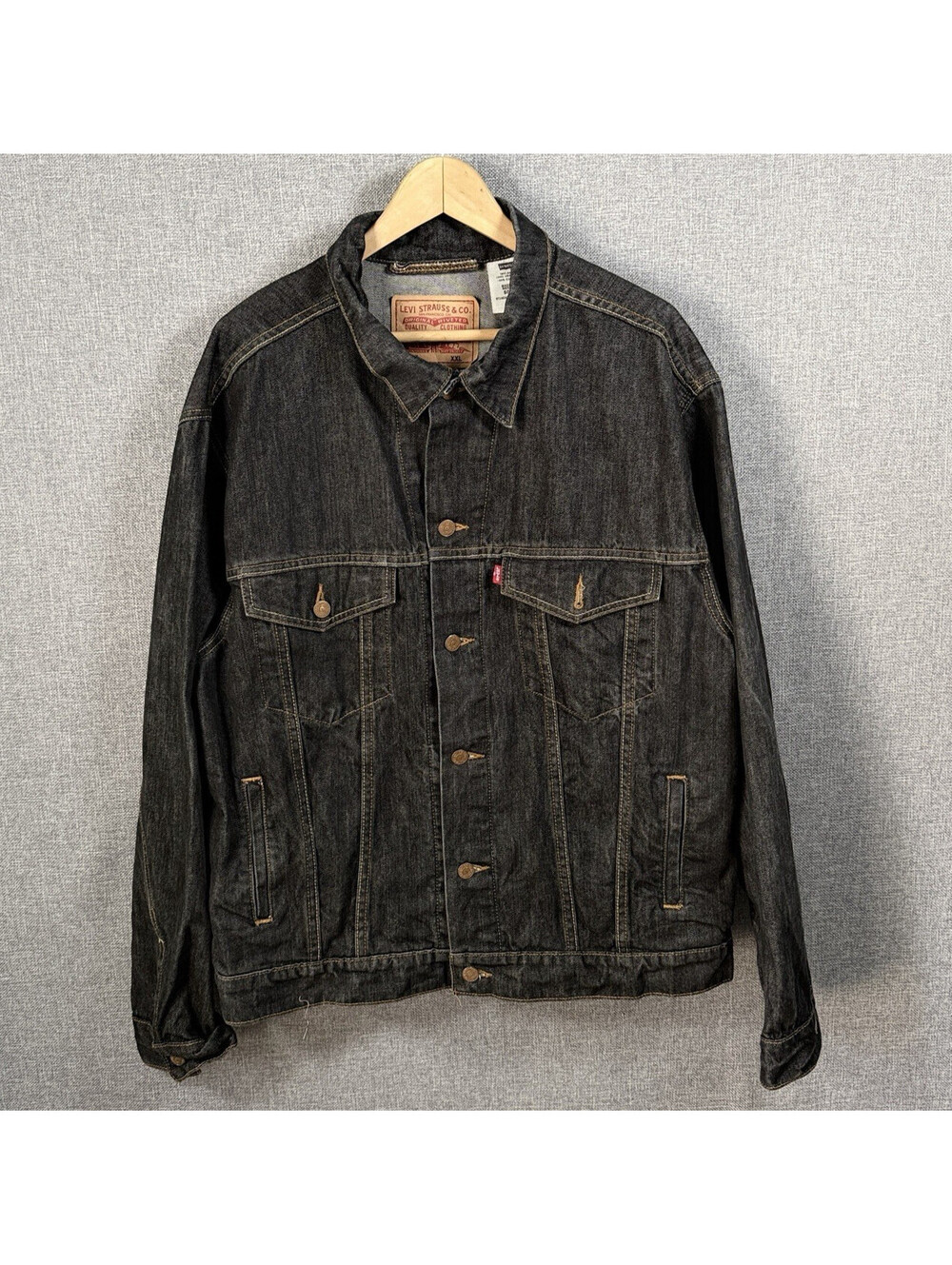 Levi's Y2K 70507 Standard Trucker Charcoal Black Denim Jacket Mens Size XXL